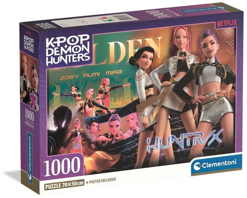 ギャラリービューアに画像をロードする, Clementoni k-pop demon hunters puzzel 1000 stukjes van compact - kpop huntrix - k pop legpuzzel hobby cadeau voor kinderen vanaf 6 jaar
