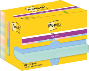 Post-it super sticky notes 622-12ss-soul 47.6x47.6 mm effen mulitkleur