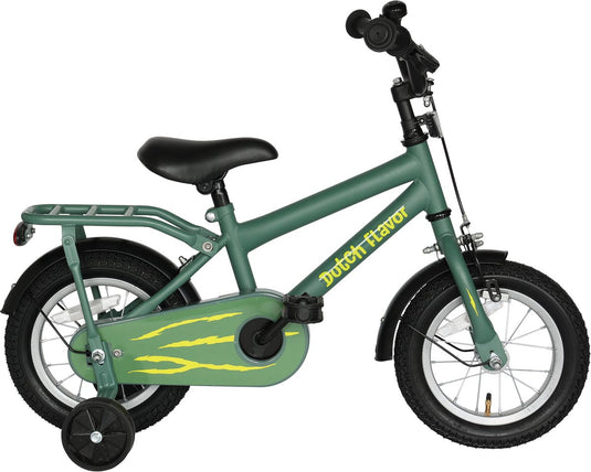 Dutch flavor kinderfiets 12 inch - groen - 2 tot 4 jaar - knijprem en terugtrap