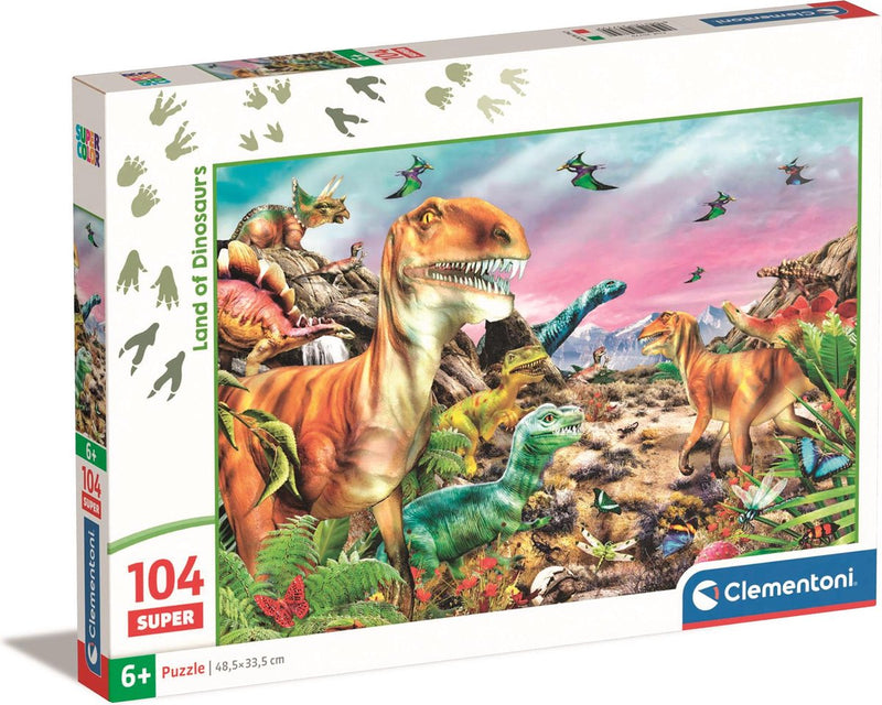 Chargez l'image dans la visionneuse de la galerie, Clementoni legpuzzel super color land of dinosaurs, 104st.
