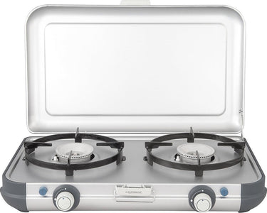 Campingaz camping kitchen 2 cv pz camping kooktoestel - 2 pits camping gas kooktoestel - 2x 2000 watt - piezo ontsteking - werkt op cv470+ gascartouche - lichtgewicht camping kooktoestel 2 pits - voor 2 pannen van 24 cm - zilvergrijs