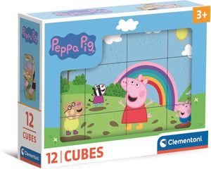 Clementoni - 12 blokken puzzel - peppa pig - 6 afbeeldingen - vanaf 3 jaar