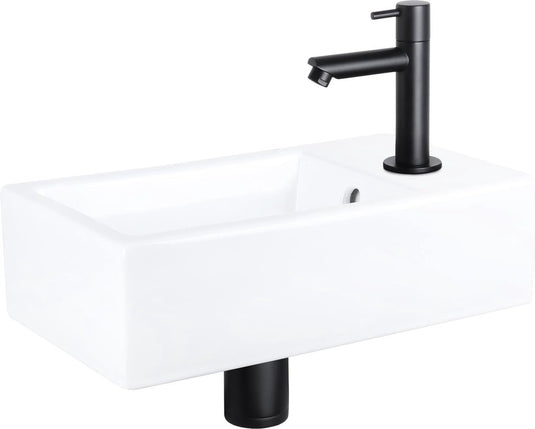Differnz force fonteinset - keramiek - kraan recht mat zwart - 40 x 22 x 11.5 cm
