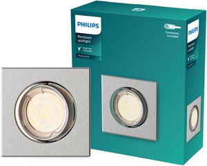 Philips led philips peridot inbouwspot - gu10 fitting - nikkel - vierkant - richtbare spot