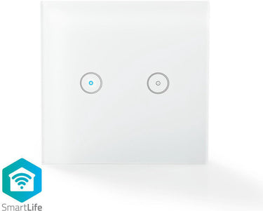 Nedis smartlife lichtschakelaar – wifi – dubbel – 1000w – glas – wit