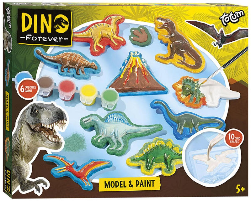 Afbeelding laden in galerijviewer, Totum dinosaurus junior knutselset gips en verfset dino forever model paint inclusief gips, 6 kleuren verf - cadeautip jongens

