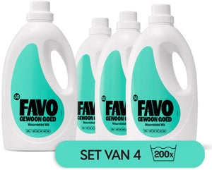Favo gewoon goed favo wasmiddel - wit – 4 x 50 = 200 wasbeurten – voor stralend wit – effectief vanaf 20 °c – voordeelverpakking