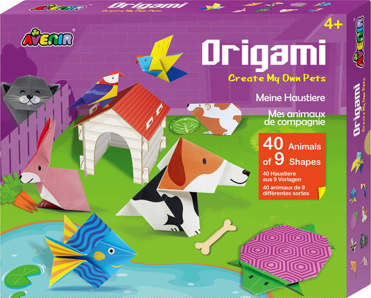 Avenir origami: mijn eigen huisdieren, 40 vouwpapieren, 8 modellen, in doos, 4+