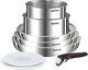 Tefal ingenio emotion l8968s04 – 8-delige pannenset – inox braadpannen steelpannen – afneembare handgreep – hermetische deksels – stapelbaar – inductie ovenbestendig