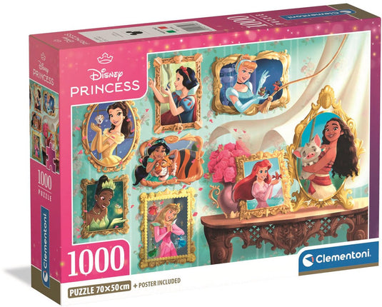 Clementoni - puzzel - 1000 stukjes - disney princess - compact box