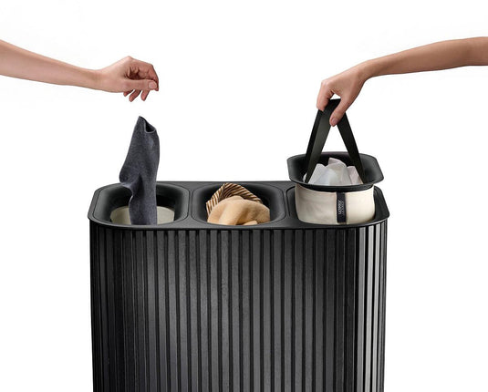 Joseph joseph tota luxe 90l wasmand zwart, 3 compartimenten