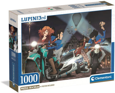 Clementoni - puzzel - 1000 stukjes - lupin iii - compact box - puzzel voor volwassenen