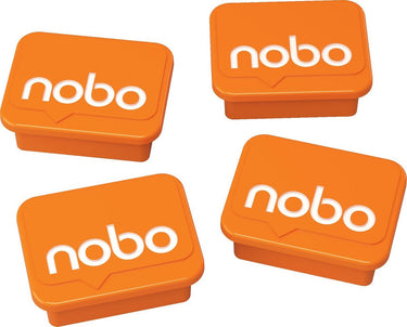 Nobo whiteboard magneten - 4 stuks - 18x22mm - whiteboard accessoires - oranje