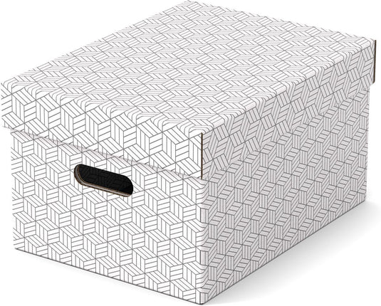 Esselte home middelgrote opbergdoos met deksel, set van 3 stuks - 100% gerecycled karton en 100% recyclebaar - wit