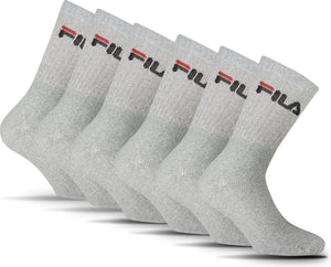 Fila crew sportsokken - maat 35 38 - 6 pack - grijs