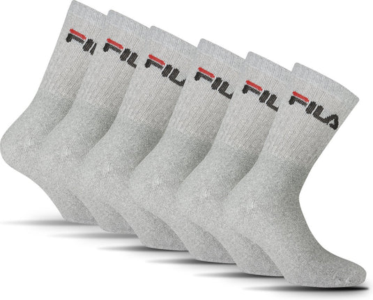 Fila crew sportsokken - maat 35 38 - 6 pack - grijs