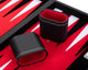 Engelhart backgammon 18 inch - rood, zwart wit ingelegd bord - luxe kunstlederen koffer met handvat -