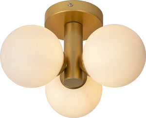 Lucide trudy - plafonnière (plafondlamp) badkamer - ø 28 cm - 3xg9 - ip44 - mat goud messing