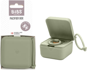 Bibs speenbakje met lus. speenhouder en steriliseerbakje. 100% bpa-vrij voedselveilig materiaal. gemaakt in denemarken. sage