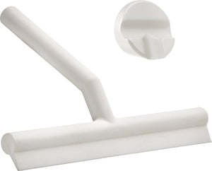 Zone denmark solo douchewisser – wisser douche met houder – zelfklevende ophanghaak – trekker douche silicone – badkamer accessoire – anti-roest design – wit – 21 x 17 x 3,5 cm
