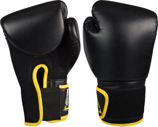 Avento bokshandschoenen pu - 8 oz - zwart geel