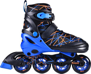 Move inline skates - stripes m 34-37 - blauw - verstelbaar - maat 34 tot 37