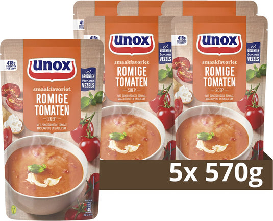 Unox - soep in zak - romige tomatensoep - 5 zakken x 570 ml