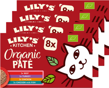 Lily's kitchen - kattenvoer - natvoer - biologische patés multipack kip, rund, vis, kalkoen - 4 x 8 x 85 g