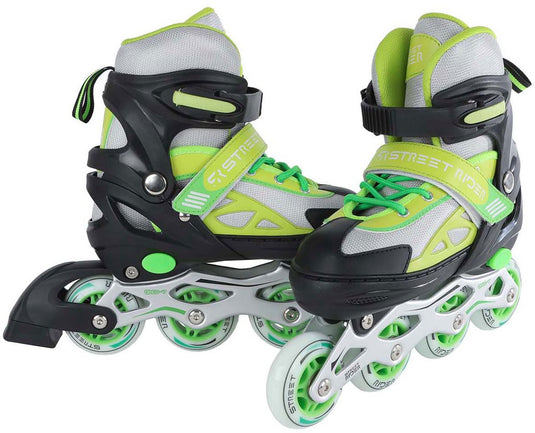 Street rider inline skeelers groen zwart verstelbaar, maat 33-36