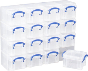 Really useful box - muurkubus - met 16 opbergdozen van 0,3 liter - transparant - 37x30x12 cm