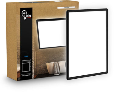 B.k.licht shallow - led badkamerlamp plafonniere - paneel plafondlamp - badkamerverlichting met neutraal wit licht - ip44 - 42 x 42 cm - zwart