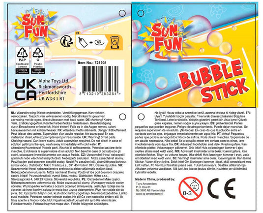 Van manen sun fun bellenblaas stick 120ml 37cm, 24st.