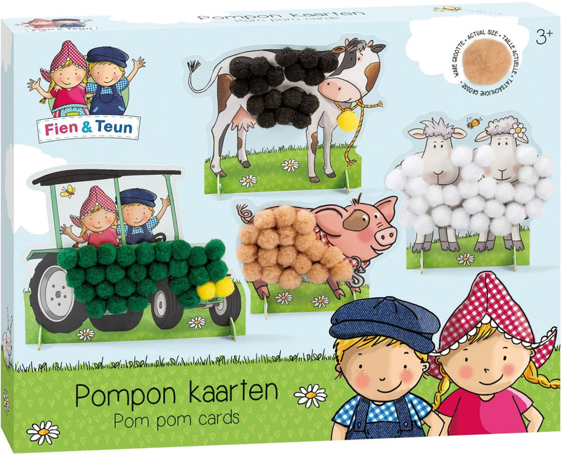 Afbeelding laden in galerijviewer, Bambolino fien teun knutselen - pompom plakken - knutselset boerderijdieren - creatief speelgoed, peuter, kleuter - vanaf 3 jaar - toys
