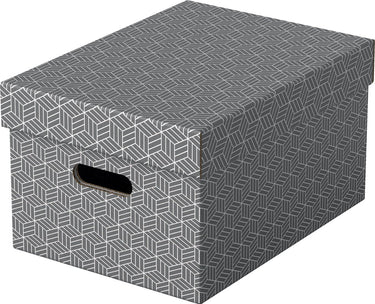 Esselte home duurzame middelgrote opbergdoos met deksel - set van 3 stuks - 100% gerecycled karton en 100% recyclebaar - grijs