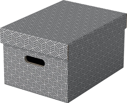 Esselte home duurzame middelgrote opbergdoos met deksel - set van 3 stuks - 100% gerecycled karton en 100% recyclebaar - grijs