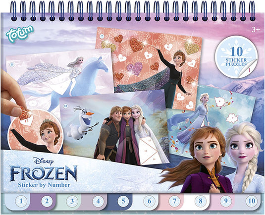 Totum disney frozen vakantie doeboek sticker puzzelboek - stickeren op nummer en kleurboekje - sticker by number educatief speelgoed knutselen 25-delig