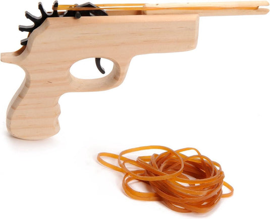 Playwood houten pistool met elastiek