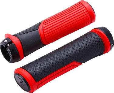 Bbb cycling ergonomische handvatten fiets cobra - ergonomische fiets handvatten met maximaal comfort - lengte 142 mm - zwart rood - bhg-96