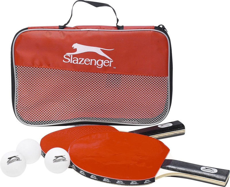 Afbeelding laden in galerijviewer, Slazenger tafeltennis set 6-delig - met 4 pingpongballen en 2 tafeltennisbatjes - pingpongset met opbergtas
