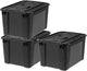 Iris vouwdeksel opbergbox - 48l - stapelbaar - met vouwdeksel - kunststof - zwart - set van 3