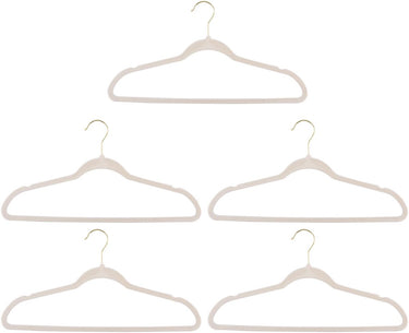 Alpina fluwelen kledinghangers crème – 10 stuks – anti-slip kleerhangers – broekhangers – goudkleurige haak