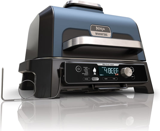 Ninja woodfire pro connect xl - 7-in-1 elektrische smart bbq grill en smoker - inclusief digitale braadthermometer - connect app - og901eu