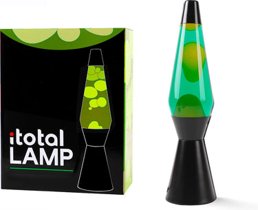 I-total lavalamp - lava lamp - sfeerlamp - 40x11 cm - glas aluminium - 30w - groen met gele lava - zwart - xl2341