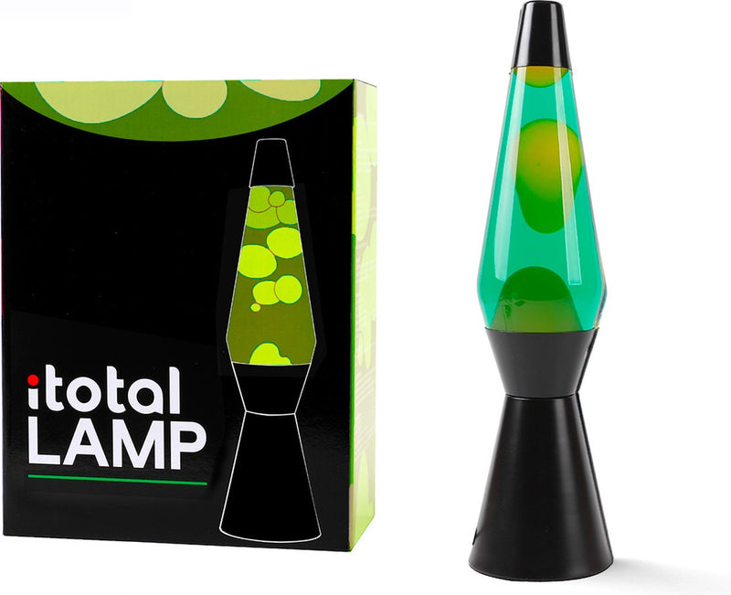 Afbeelding laden in galerijviewer, I-total lavalamp - lava lamp - sfeerlamp - 40x11 cm - glas aluminium - 30w - groen met gele lava - zwart - xl2341
