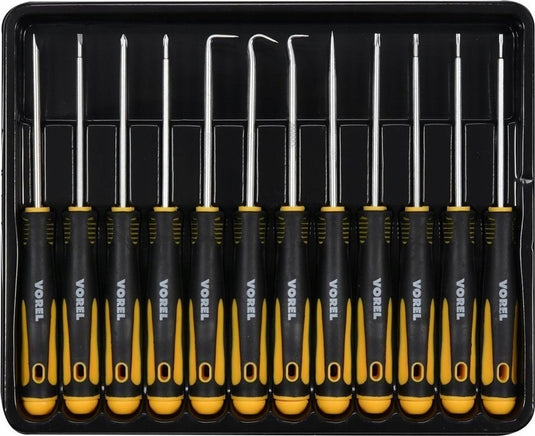 Vorel precisie schroevendraaierset met 12 haken - 12 stuks