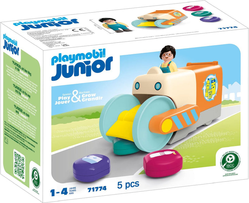 Chargez l'image dans la visionneuse de la galerie, Playmobil junior duw- en grijpvuilniswagen - 71774
