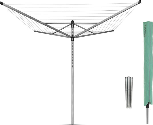 Brabantia lift-o-matic droogmolen - 60 m - met grondanker en beschermhoes - metallic grey