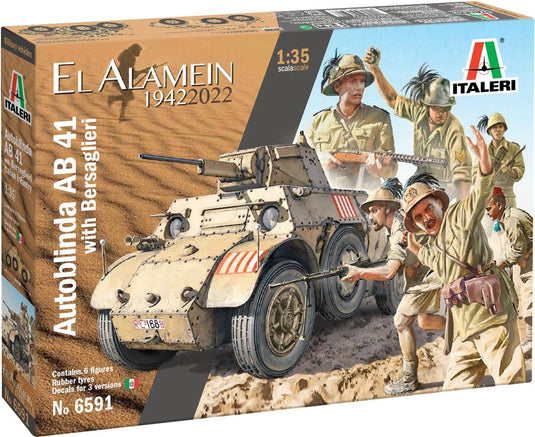 Italeri modelbouwpakket militaire voertuigen - 6591 autoblinda ab 41 with bersaglieri el alamein plastic - 1:35 - modelbouw
