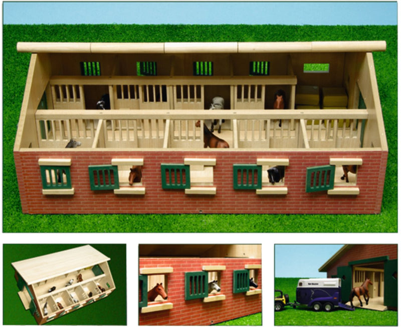 Afbeelding laden in galerijviewer, Kids globe paardenstal hout met 9 paardenboxen 1:32
