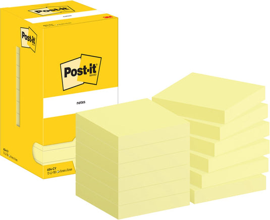 Post-it notes | 100 vel | ft 76 x 76 mm | geel | pak van 12 blokken